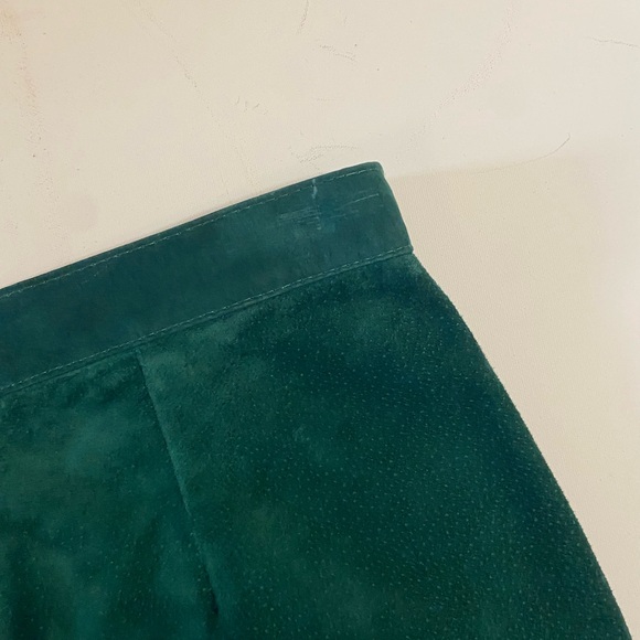 Vintage Caviar Women’s Forest Green Leather Skirt size 13 Christmas Autumn - Picture 4 of 6